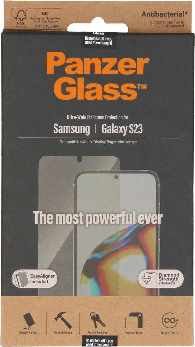 PanzerGlass Ultra-Wide Fit Screenprotector Samsung Galaxy S23 - Case Friendly