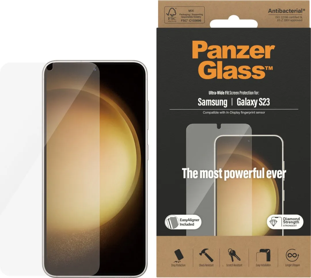 PanzerGlass Ultra-Wide Fit Screenprotector Samsung Galaxy S23 - Case Friendly
