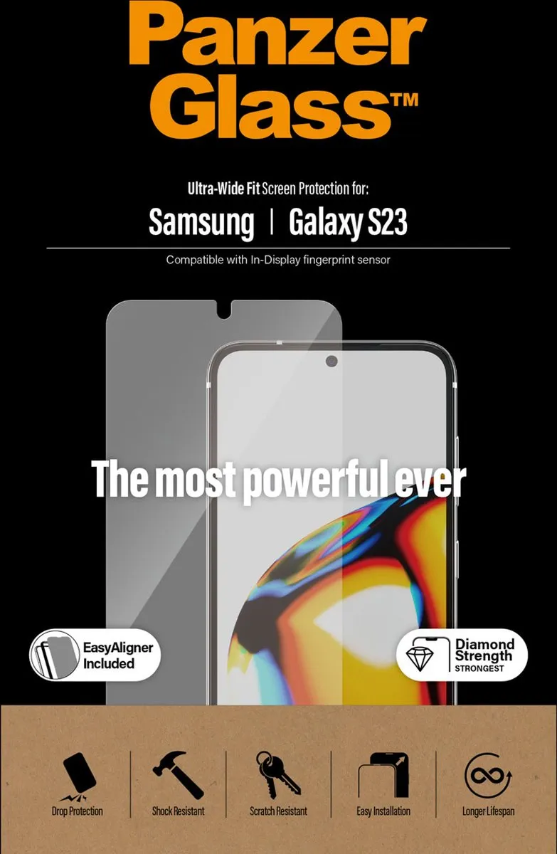 PanzerGlass Ultra-Wide Fit Screenprotector Samsung Galaxy S23 - Case Friendly