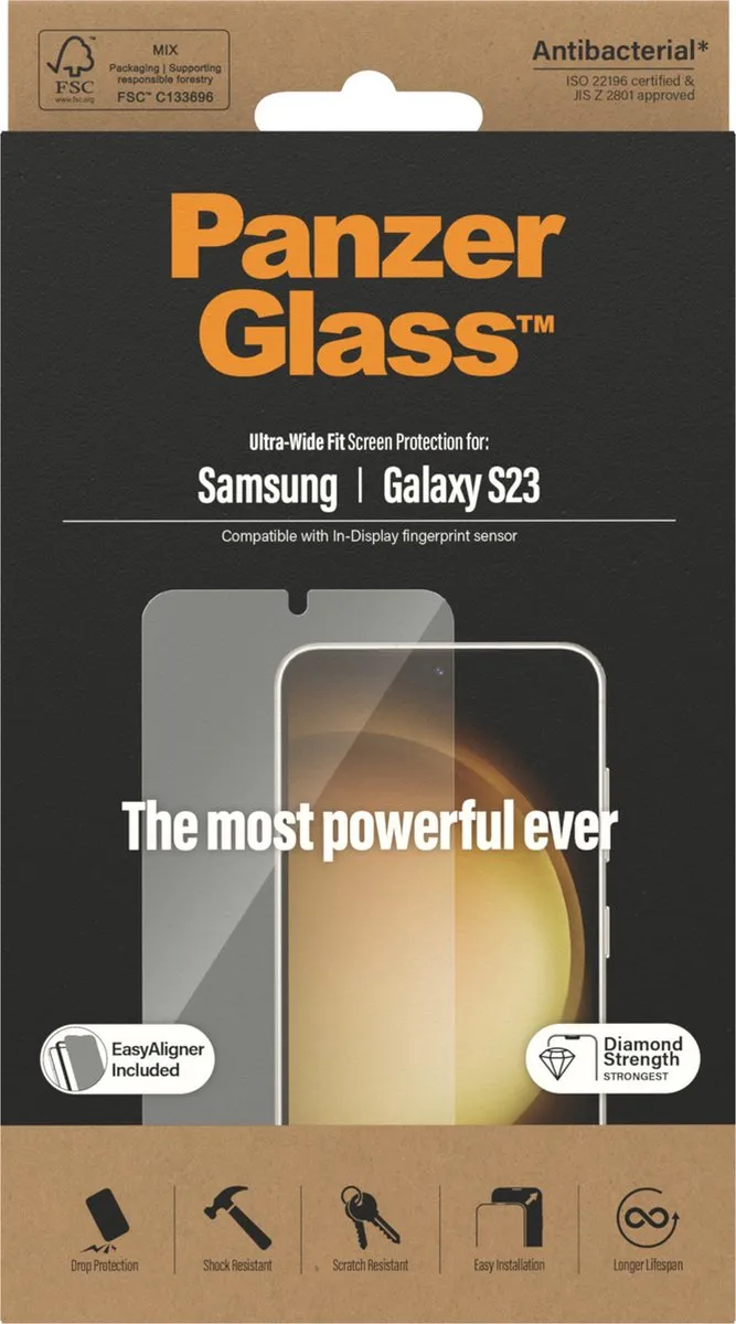 PanzerGlass Ultra-Wide Fit Screenprotector Samsung Galaxy S23 - Case Friendly