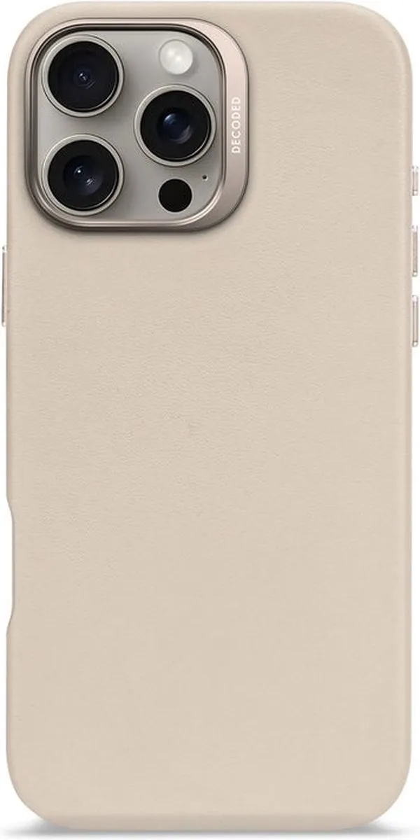 DECODED Leren Hoesje Geschikt voor iPhone 16 Pro Max - Gemaakt van Premium ECCO Leer - Geschikt voor MagSafe - Clay Beige