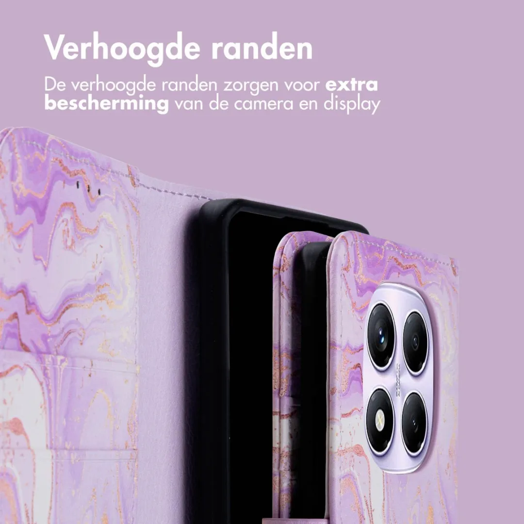 Imoshion Hoesje Xiaomi Redmi Note 14 Pro Purple Marble - 3 Pasjes
