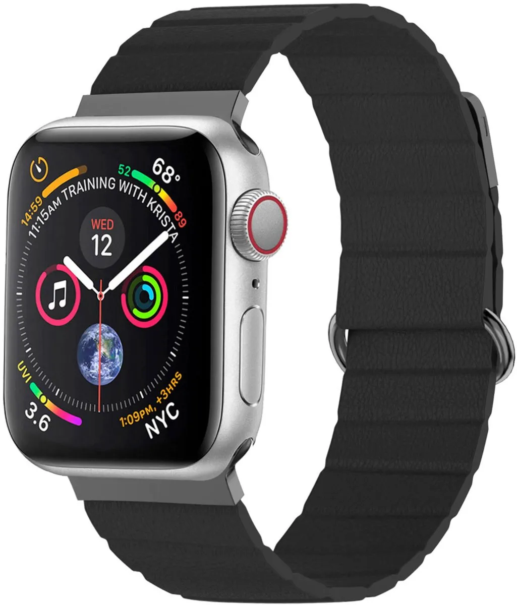 Imoshion Magnetisch Lederen Bandje Apple Watch 42mm - Zwart
