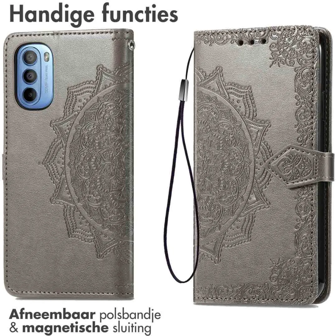 Imoshion Moto G14 Hoesje - Mandala Bookcase - Grijs - afbeelding 2 van 5