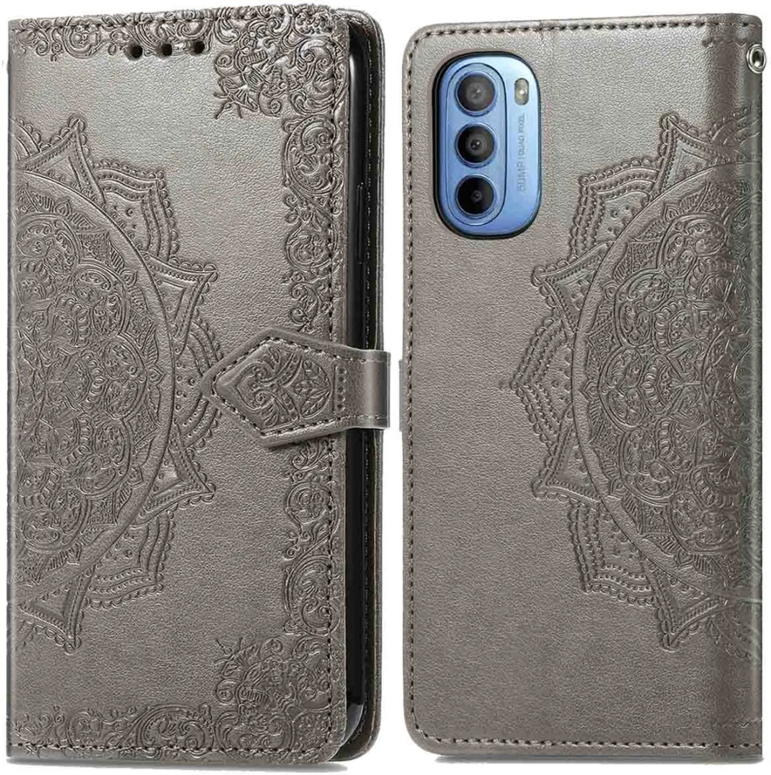Imoshion Moto G14 Hoesje - Mandala Bookcase - Grijs