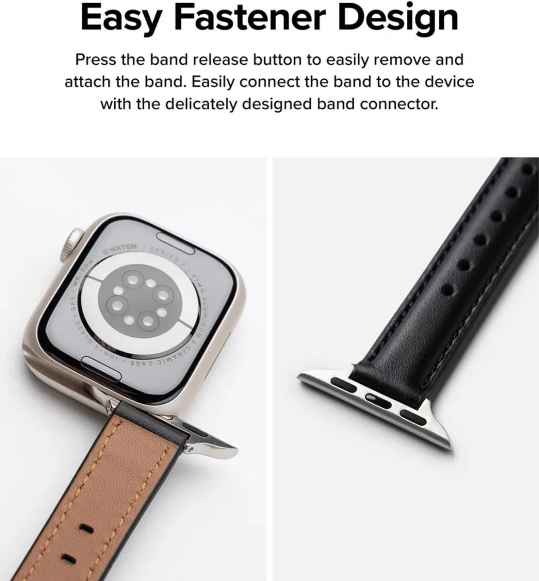 Ringke Leather One Padded Slim - Apple Watch Band - Zwart