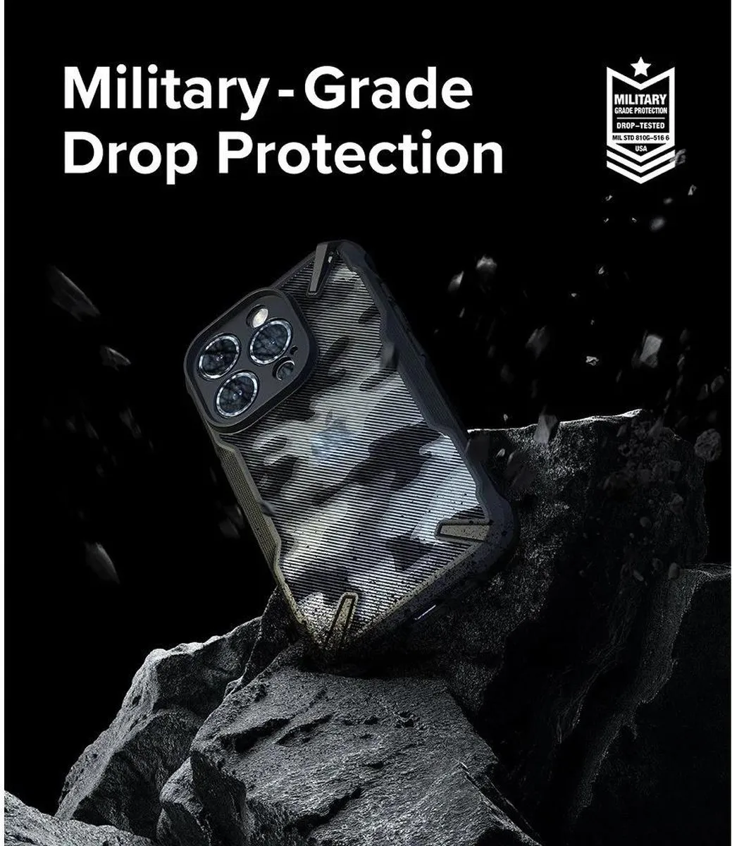 Ringke Fusion X Hoesje iPhone 15 Pro - Camo Zwart