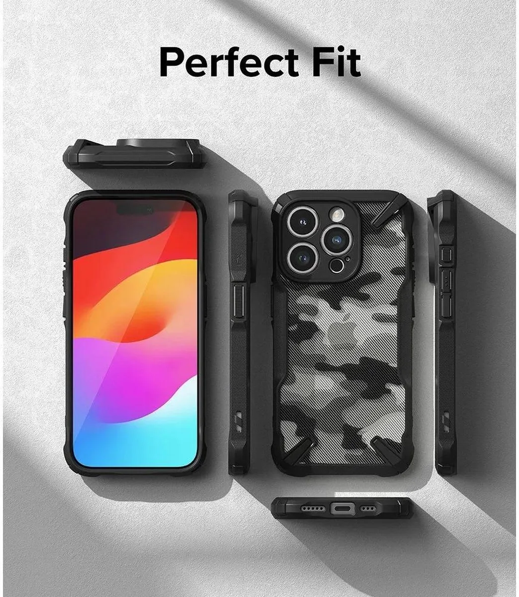 Ringke Fusion X Hoesje iPhone 15 Pro - Camo Zwart - afbeelding 6 van 6