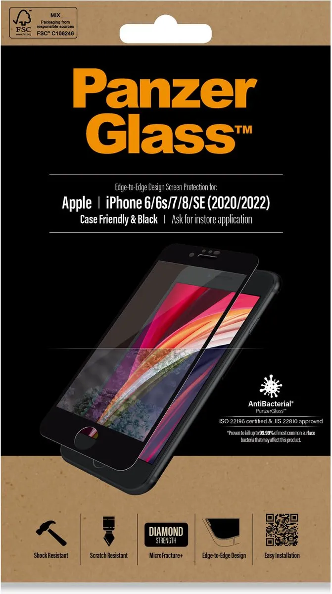 PanzerGlass PZ-2679 iPhone 6/6s Schermbeschermer - Zwart