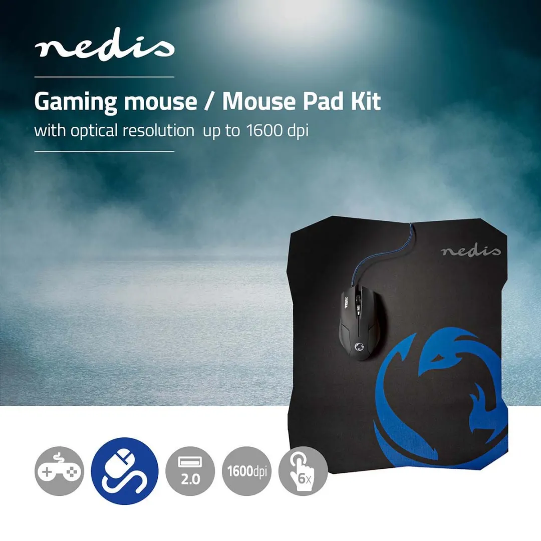 Nedis GMMP100BK Gaming Muis - Bedraad - 2400 DPI - Zwart - afbeelding 6 van 6