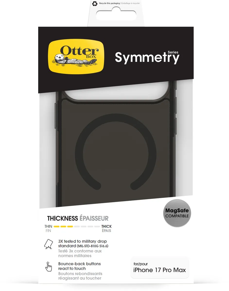OtterBox Symmetry Clear MagSafe iPhone 17 Pro Max - 77-98876 - Transparant zwart