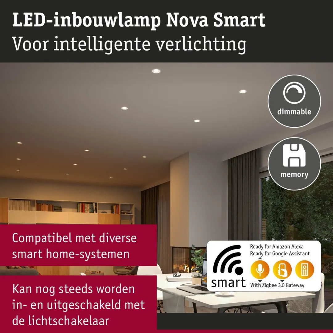 Paulmann Nova Coin LED-inbouwlamp 6W 530lm IP44 Tunable White - Wit mat