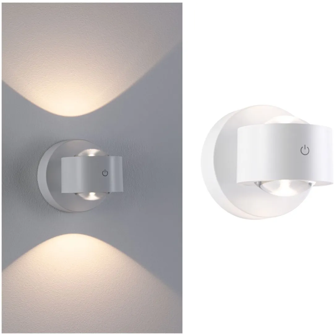 Paulmann Zorik LED Wandlamp IP44 - 2x1,1W 2700K - Oplaadbaar Wit