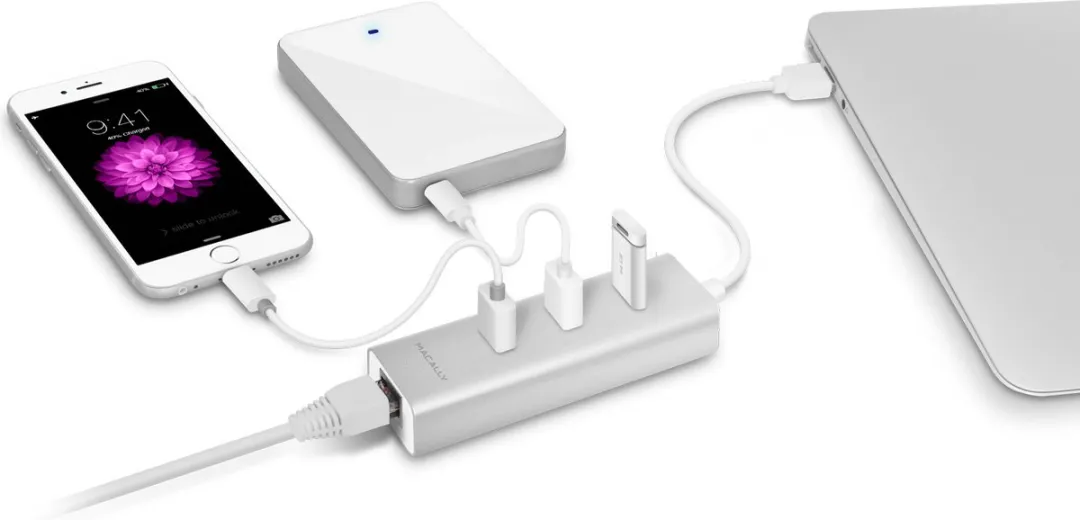 Macally U3HUBGBA USB-A 3.0 Hub - 3 Poorten - Zilver