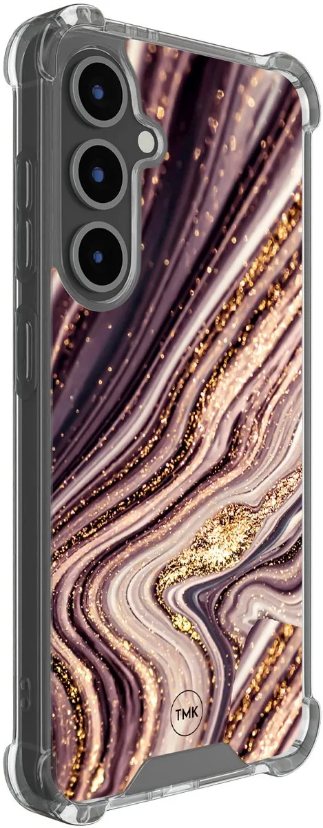 Casevibes S/S24FE/S/026 Hoesje Samsung Galaxy S24 FE - Roze Goud Marmer