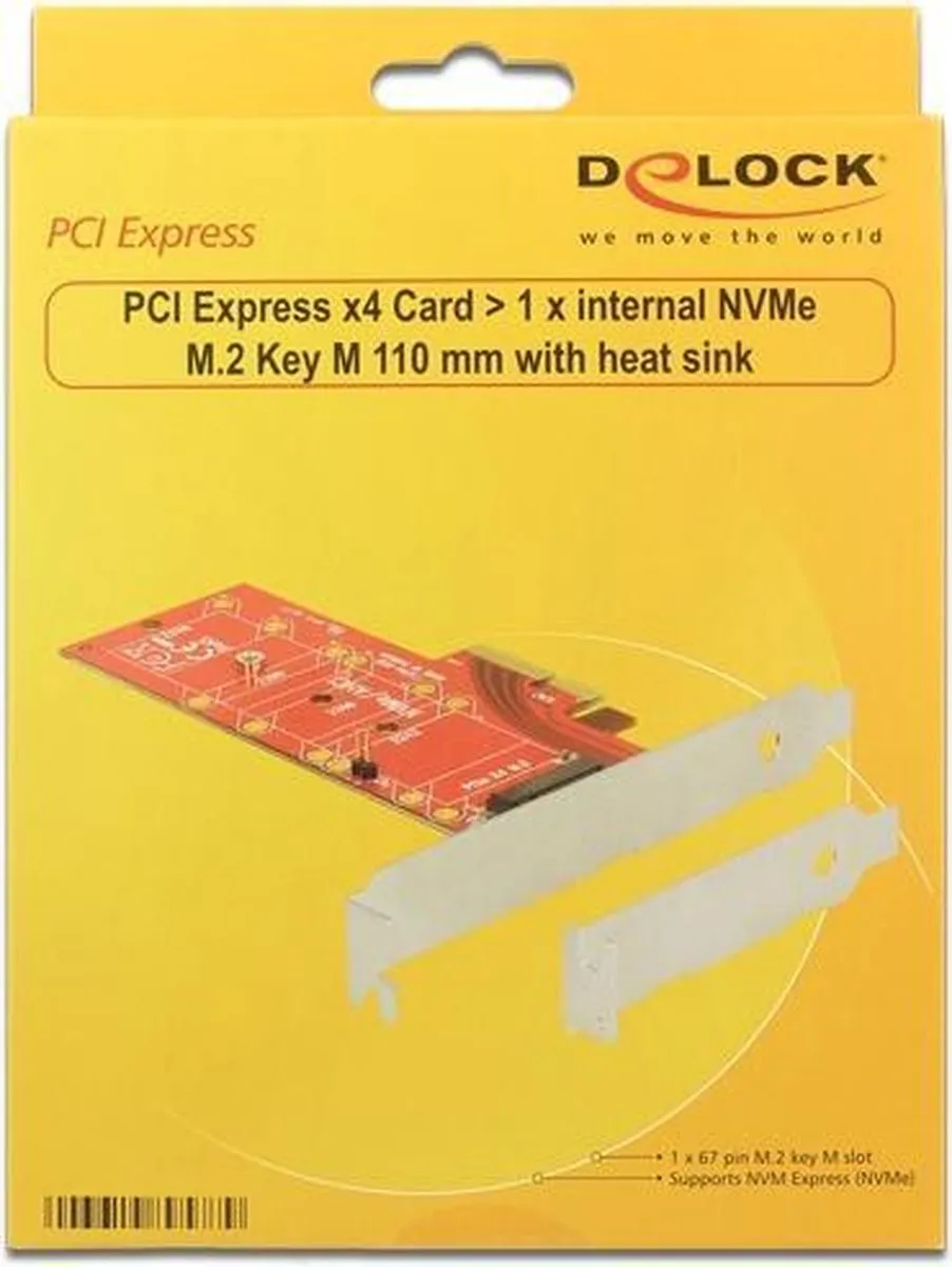 Delock PCIe x4 NVMe M.2 Kaart 110mm - met Heat Sink - Zwart