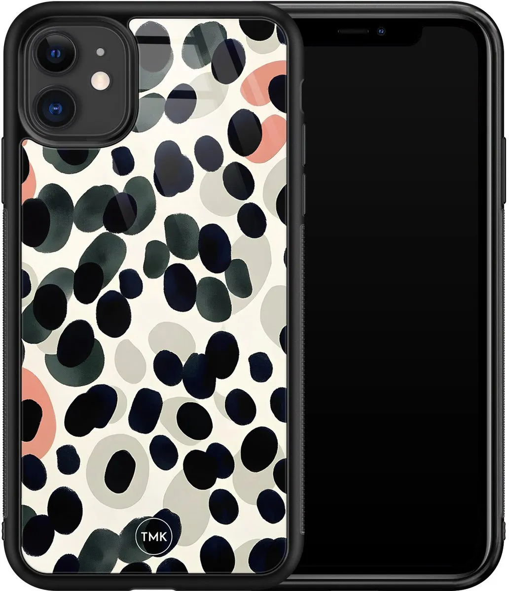 Casevibes iPhone 11 Hoesje Modern Dots - Multi - TPU Glas