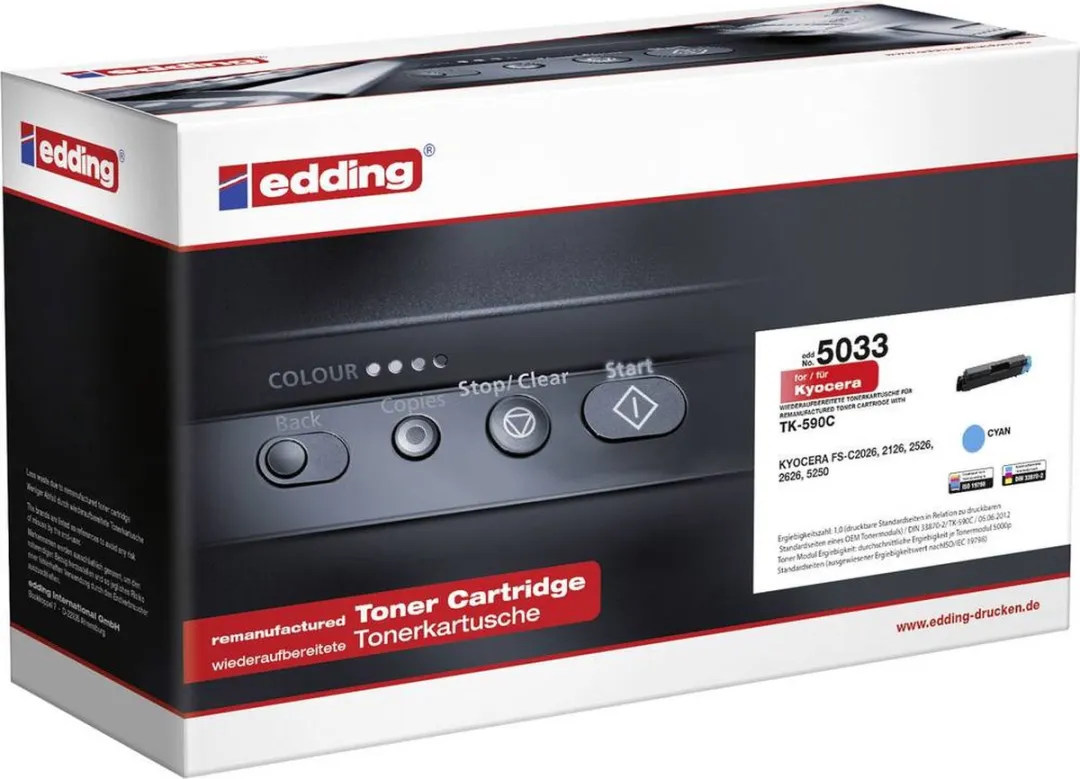 edding 5033 Toner Cyaan - 5000 Pagina's - Kyocera TK-590C Compatibel - afbeelding 4 van 4