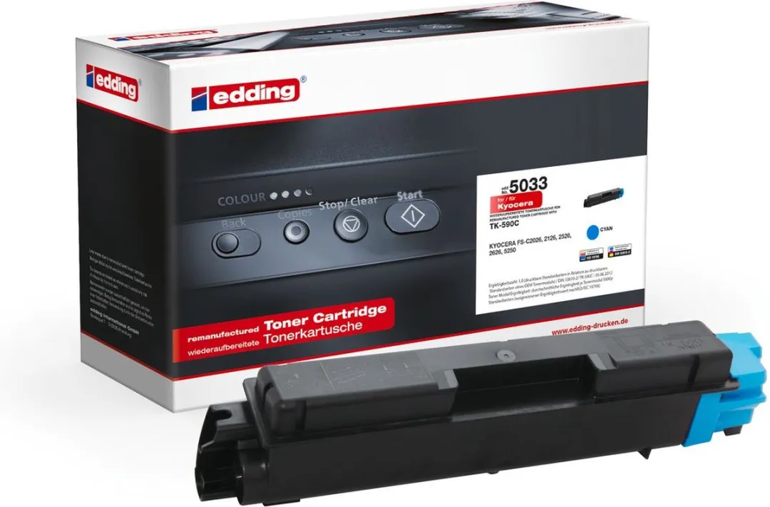 edding 5033 Toner Cyaan - 5000 Pagina's - Kyocera TK-590C Compatibel - afbeelding 3 van 4