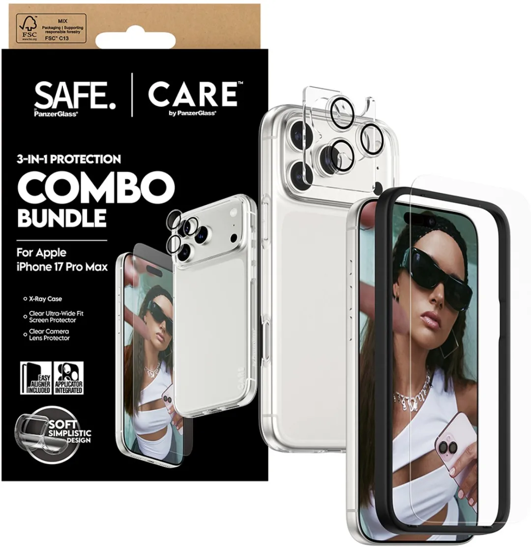 PanzerGlass SAFE. CARE 3-in-1 Combo iPhone 17 Pro Max