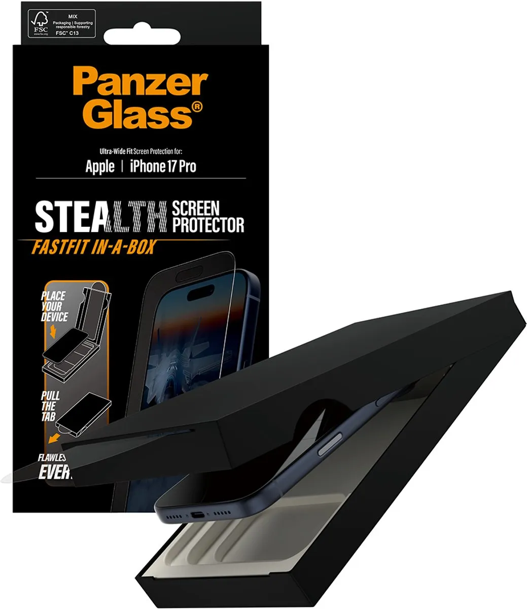 PanzerGlass Stealth Ultra Wide Fit iPhone 17 Pro Schermbeschermer - Fast Fit