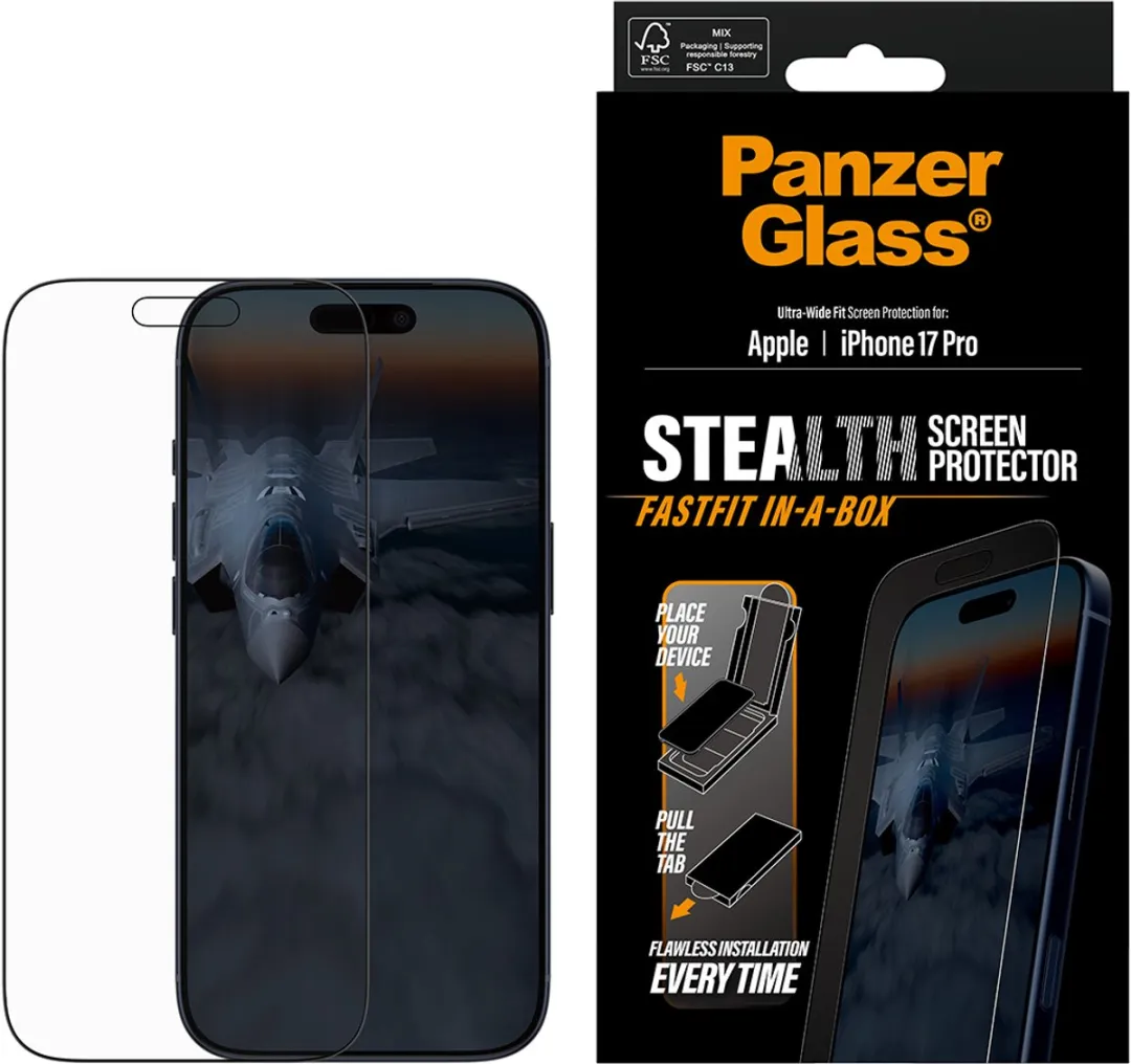 PanzerGlass Stealth Ultra Wide Fit iPhone 17 Pro Schermbeschermer - Fast Fit