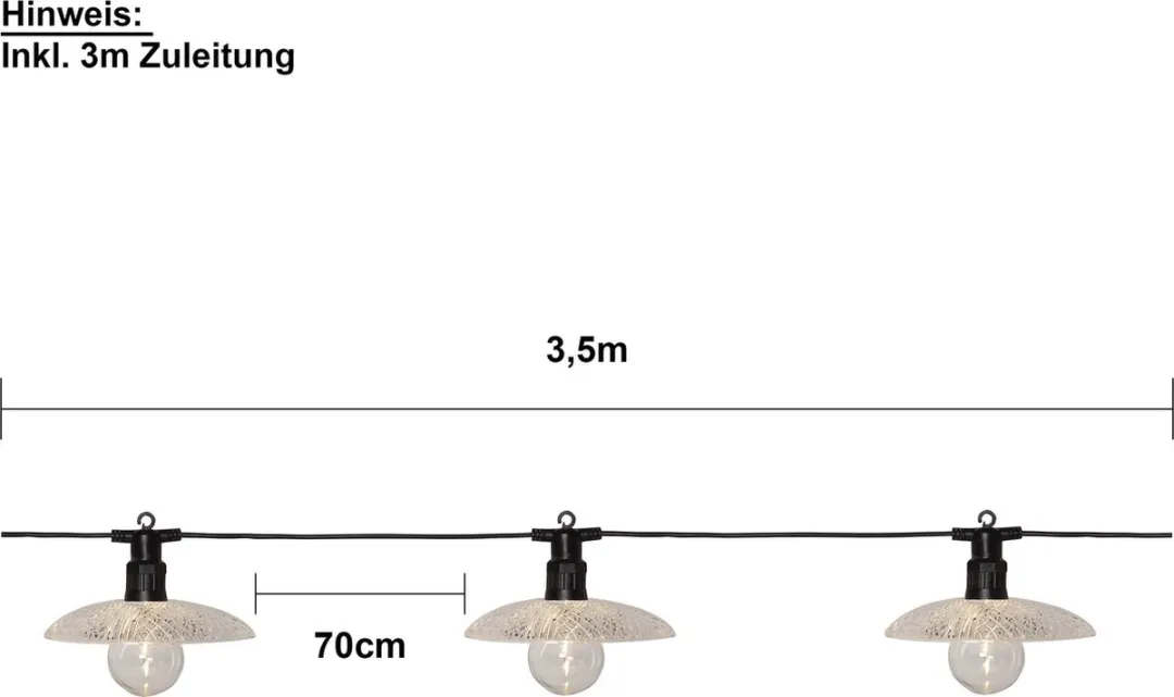 Star Trading Glassy Light LED Lichtketting - 6 Punten - 2700K - Zwart