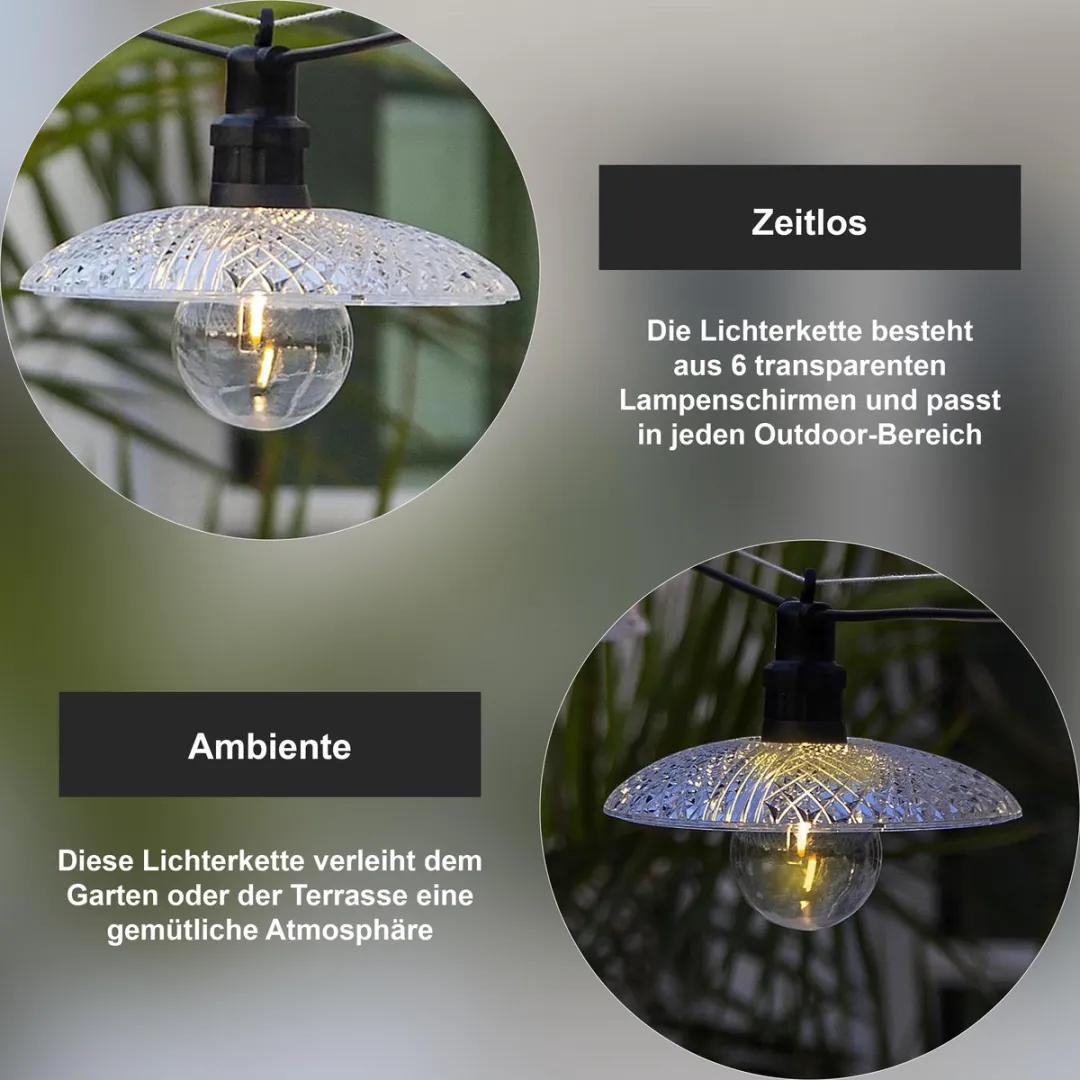 Star Trading Glassy Light LED Lichtketting - 6 Punten - 2700K - Zwart