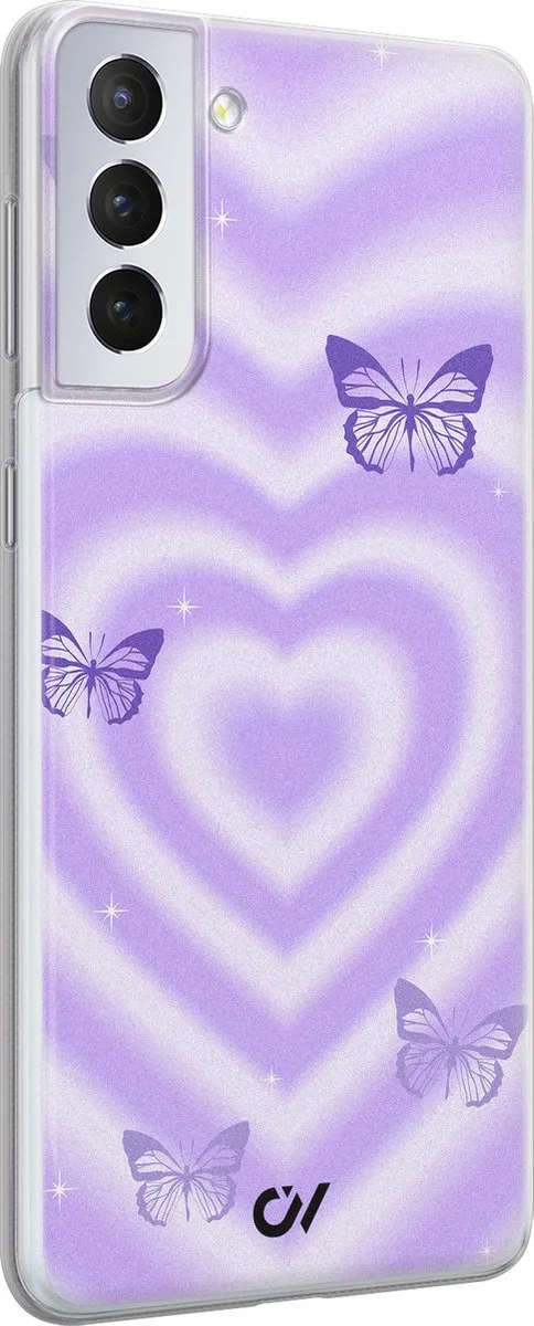 Casevibes Samsung Galaxy S21 Hoesje - Paars - Retro Hart Vlinder
