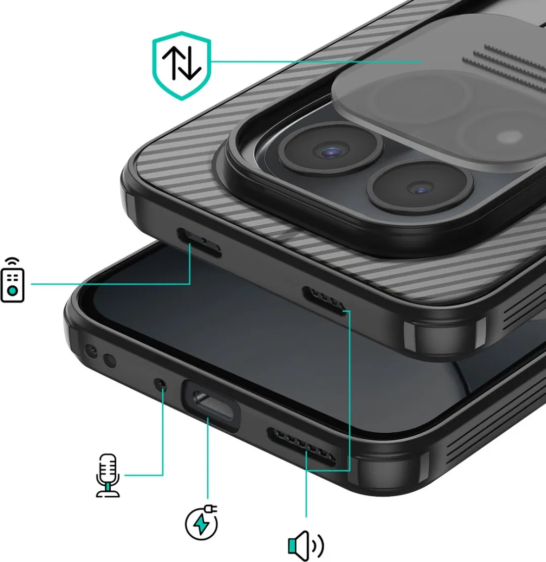 Nillkin CamShield Hoesje Xiaomi Redmi Note 15 Pro 5G - Camera Slider - Transparant Zwart