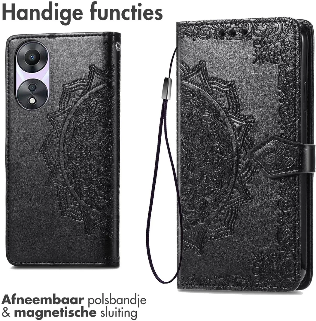 Imoshion Hoesje Oppo A58 Mandala Bookcase - 3 Stuks - Zwart