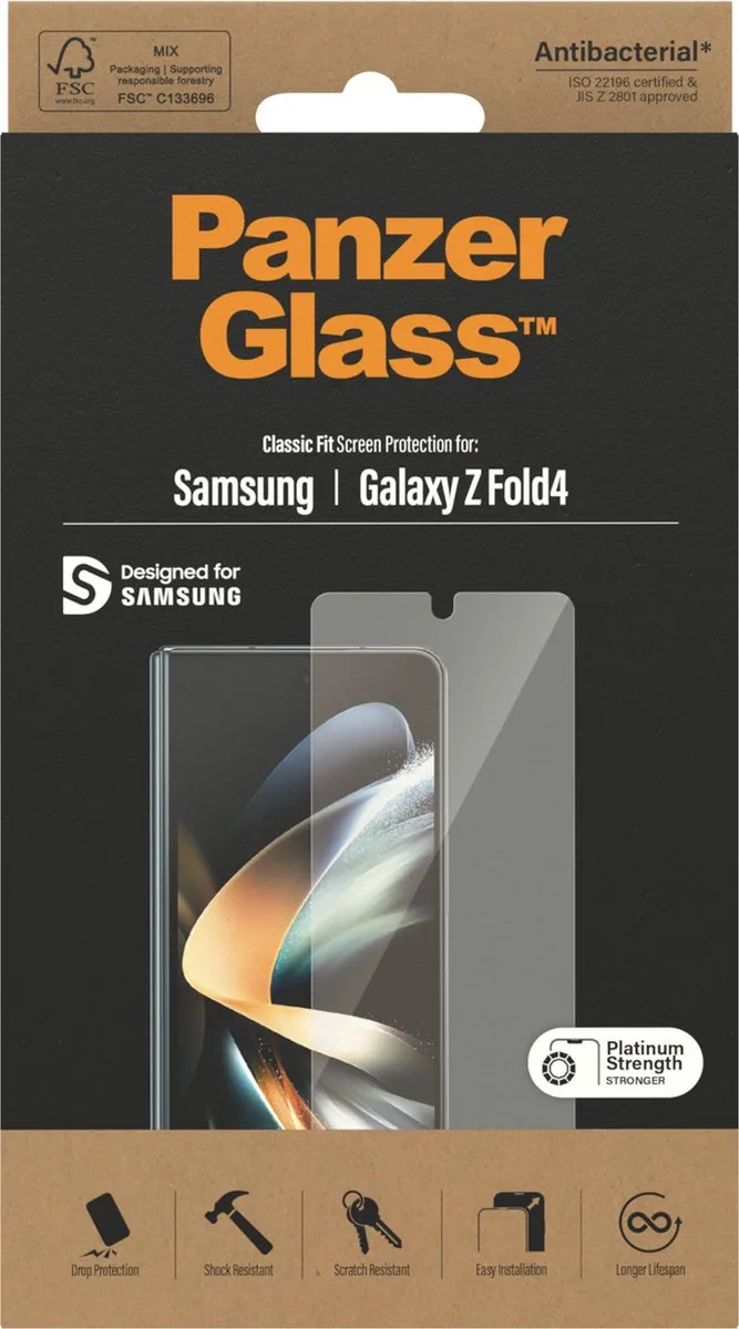 PanzerGlass Ultra-Wide Screenprotector Z Fold 4 - Antibacterieel