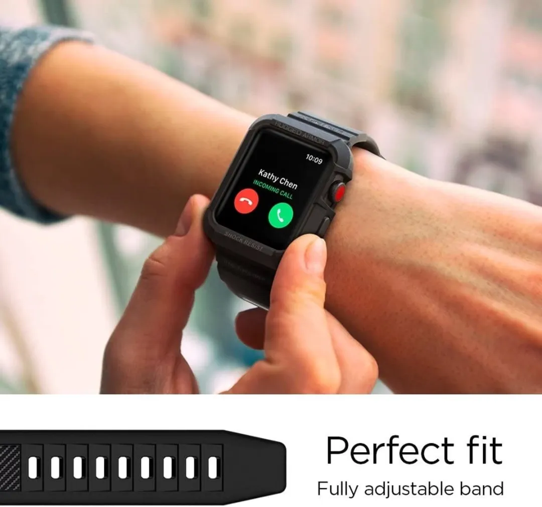 Spigen Rugged Armor Pro Bandje - Apple Watch 44/45mm - Zwart