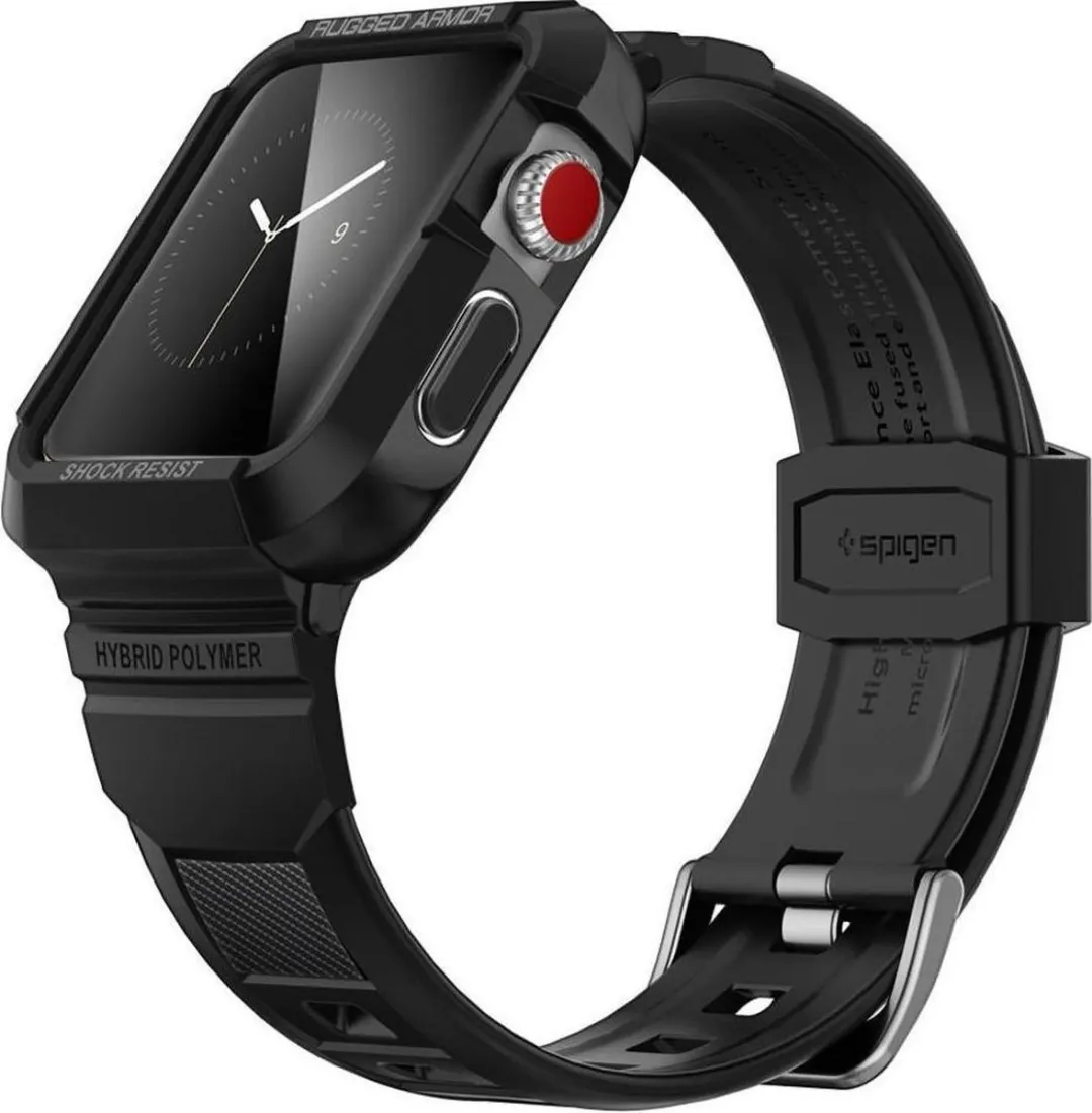 Spigen Rugged Armor Pro Bandje - Apple Watch 44/45mm - Zwart