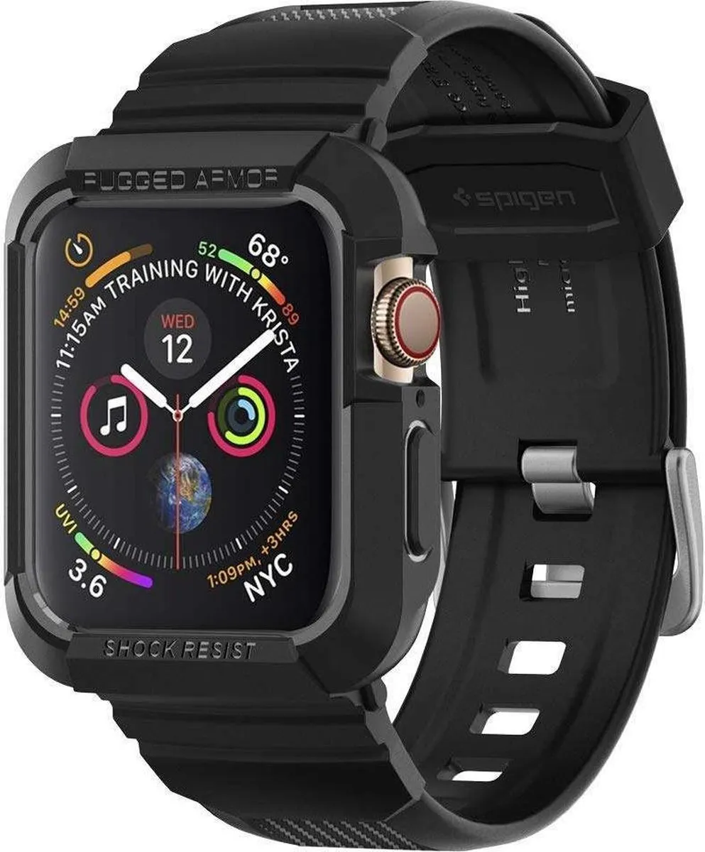 Spigen Rugged Armor Pro Bandje - Apple Watch 44/45mm - Zwart