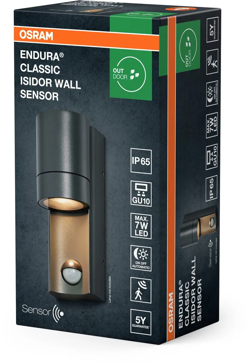 Osram Endura Classic Isidor W S Wandlamp GU10 - Donkergrijs - IP65
