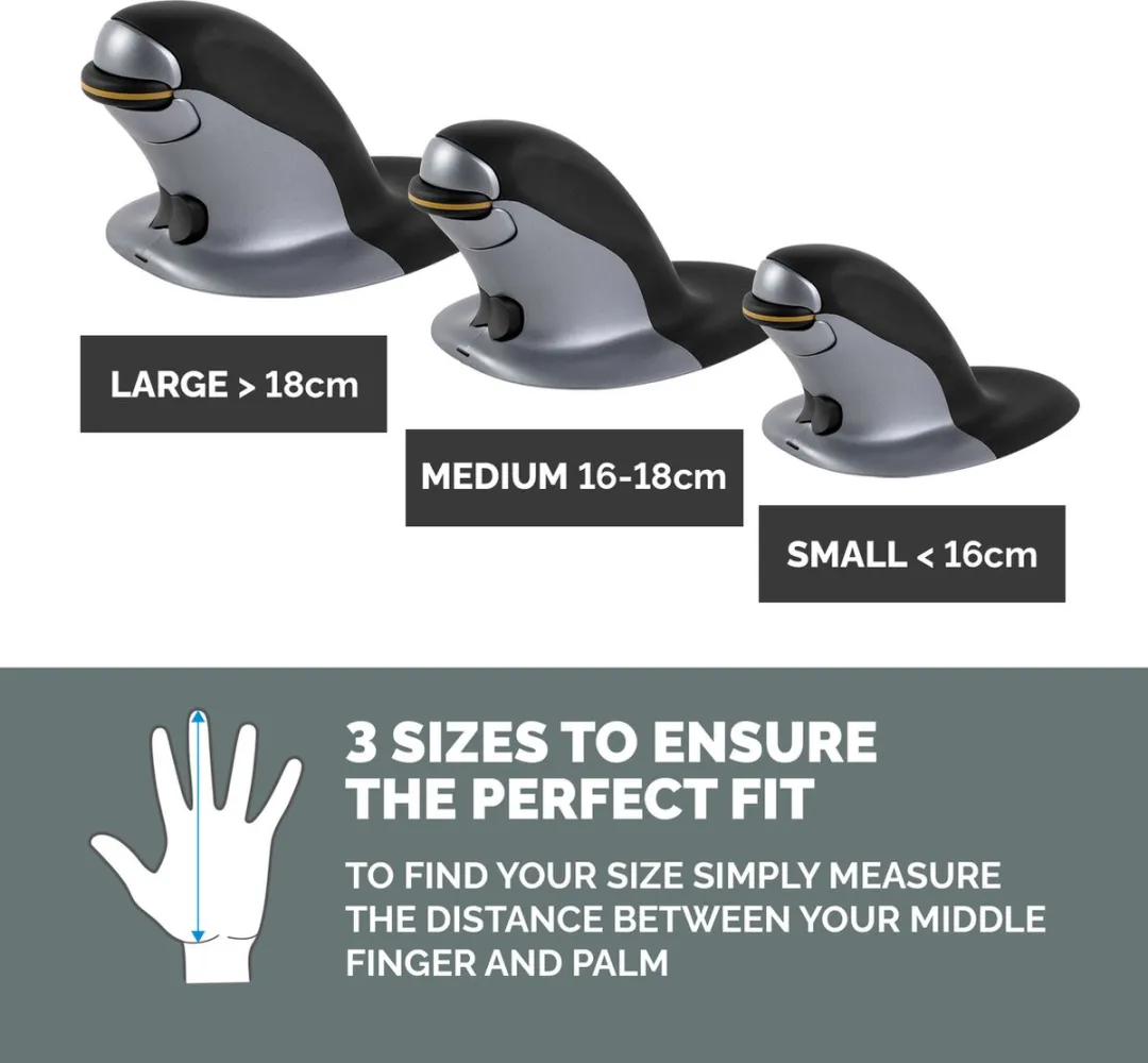 Fellowes Penguin 9894701 Ergonomische Muis - Draadloos - 2 Knoppen - Zwart - afbeelding 6 van 6