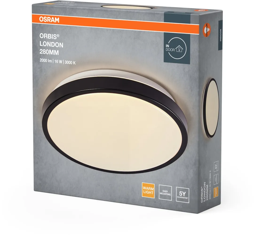 Osram Orbis London LED Plafondlamp 280mm - 16W 2000lm - Zwart