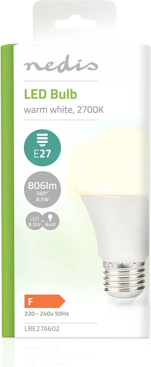 Nedis LED-Lamp E27 A60 8W 806lm Warm Wit - Mat