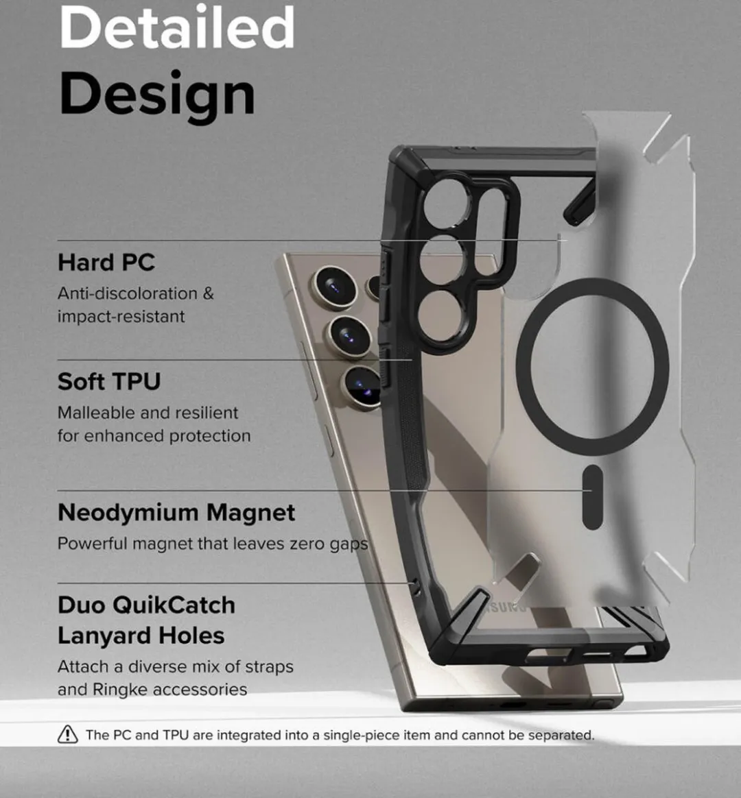 Ringke Fusion X Magnetic Hoesje - Samsung Galaxy S24 Ultra - Matte Transparant Zwart