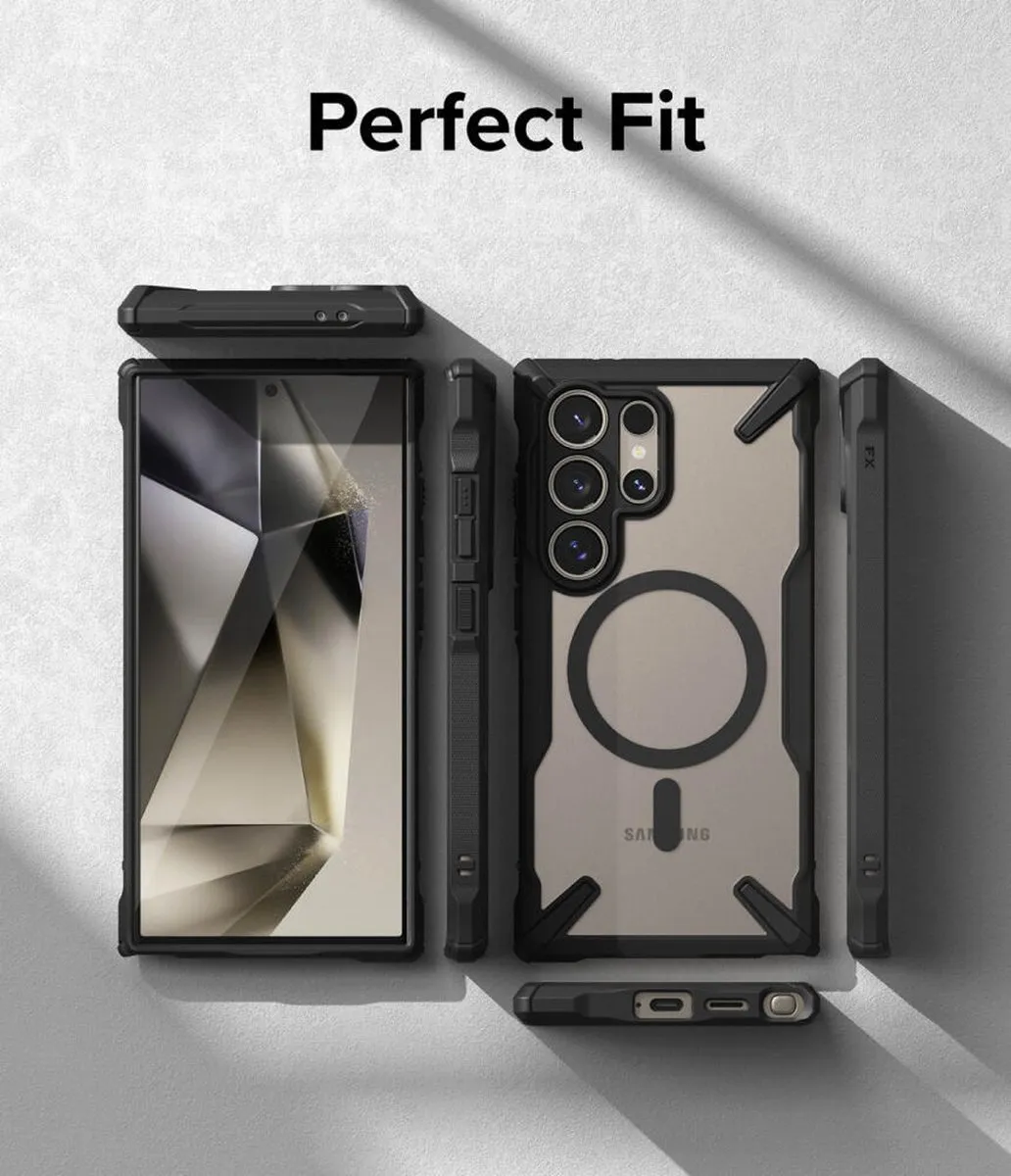 Ringke Fusion X Magnetic Hoesje - Samsung Galaxy S24 Ultra - Matte Transparant Zwart - afbeelding 6 van 6