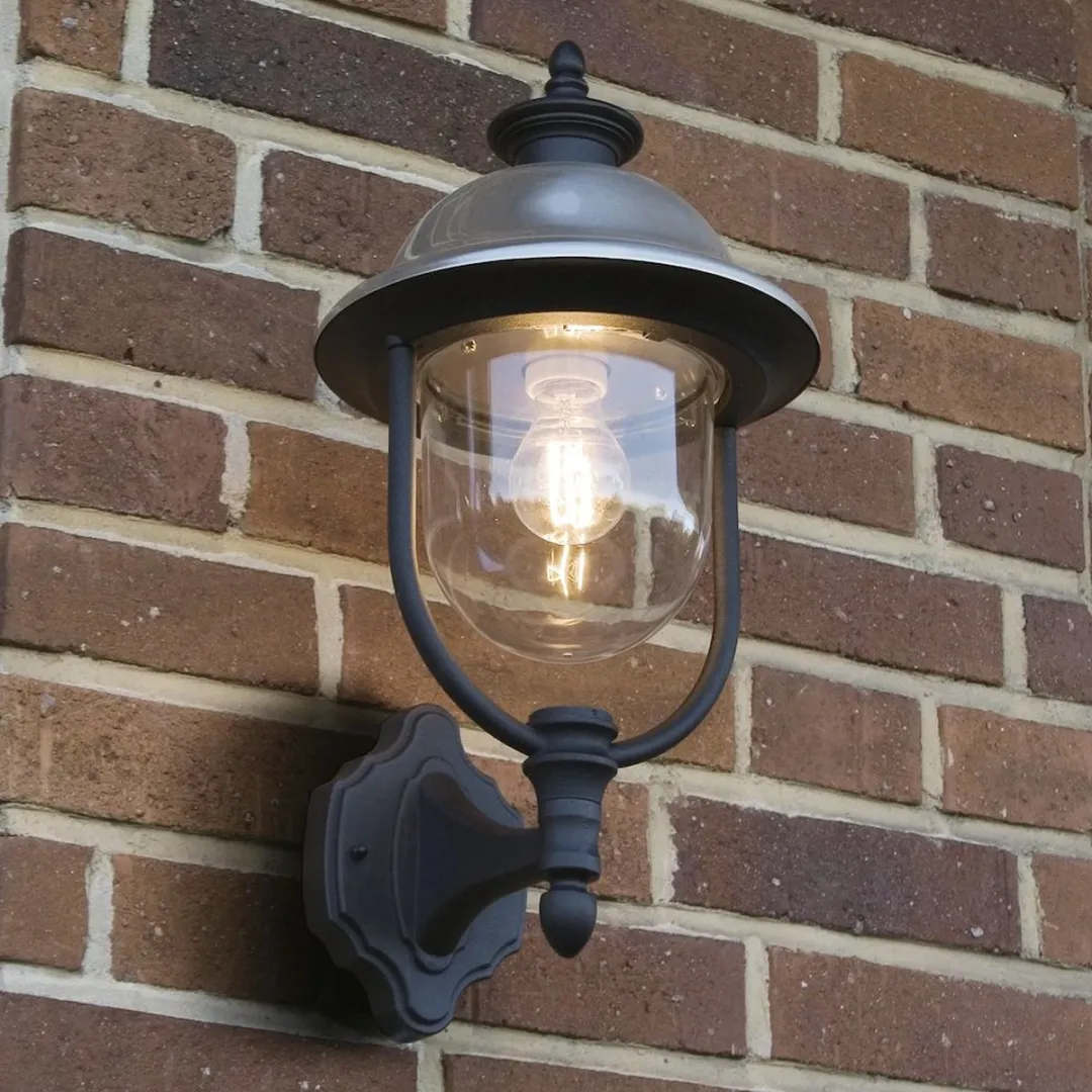 Konstsmide 7239 - Wandlamp - Parma wandlamp opwaarts 43cm 230V E27 - matzwart/RVS