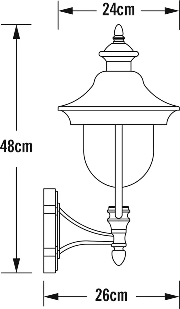 Konstsmide 7239 - Wandlamp - Parma wandlamp opwaarts 43cm 230V E27 - matzwart/RVS