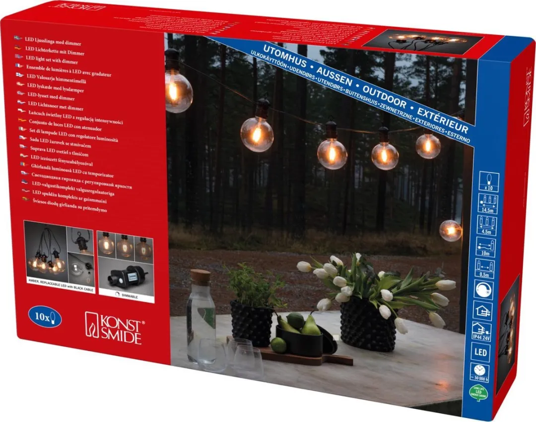 Konstsmide Sweden 2393-800 Snoerverlichting - 10 Lampen Extra Warm Wit - 450cm - 24V - afbeelding 6 van 6