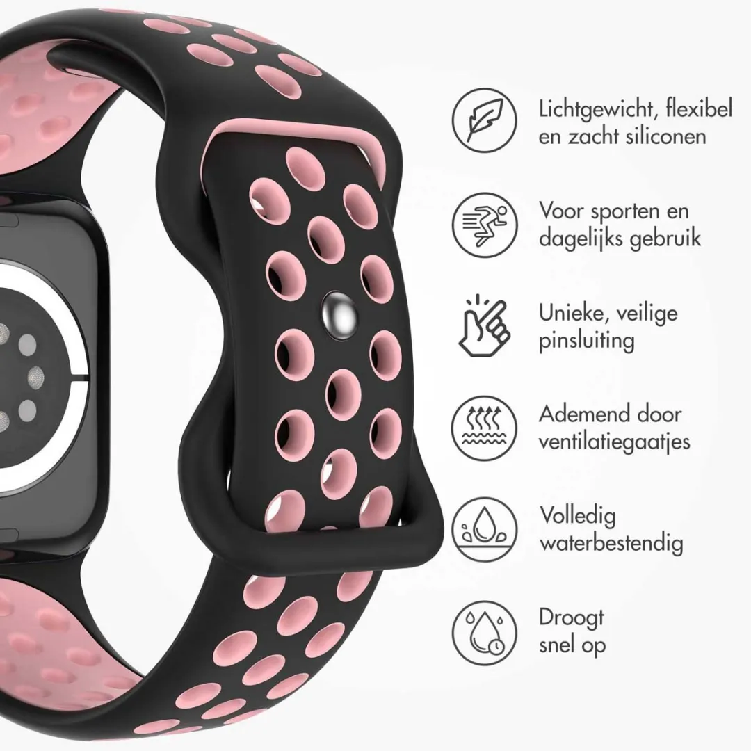 Imoshion Siliconen Sportband Apple Watch 44-49mm - Black & Pink