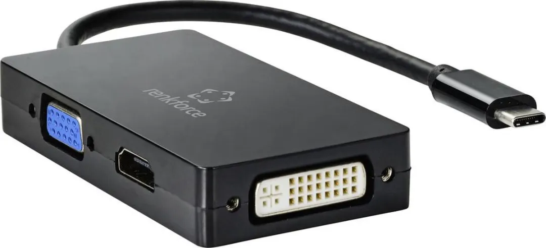 Renkforce RF-4633066 USB-C naar VGA/HDMI/DVI Adapter - Zwart