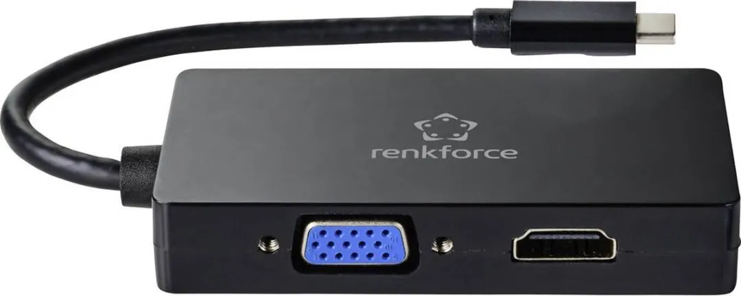 Renkforce RF-4633066 USB-C naar VGA/HDMI/DVI Adapter - Zwart