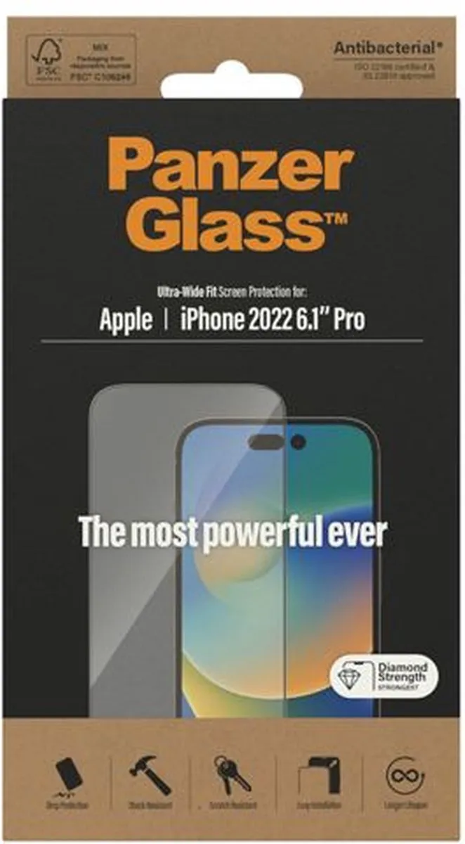 PanzerGlass Ultra-Wide Fit iPhone 14 Pro Schermbeschermer - 2772
