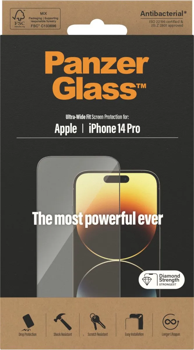 PanzerGlass Ultra-Wide Fit iPhone 14 Pro Schermbeschermer - 2772 - afbeelding 6 van 6