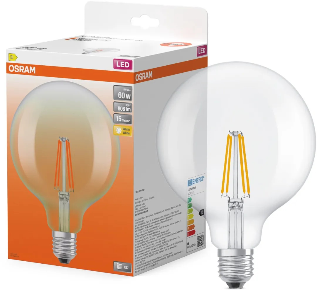 Osram LED-lamp Star Globe G125 60 Filament 5,9W E27 - 806lm Warm wit